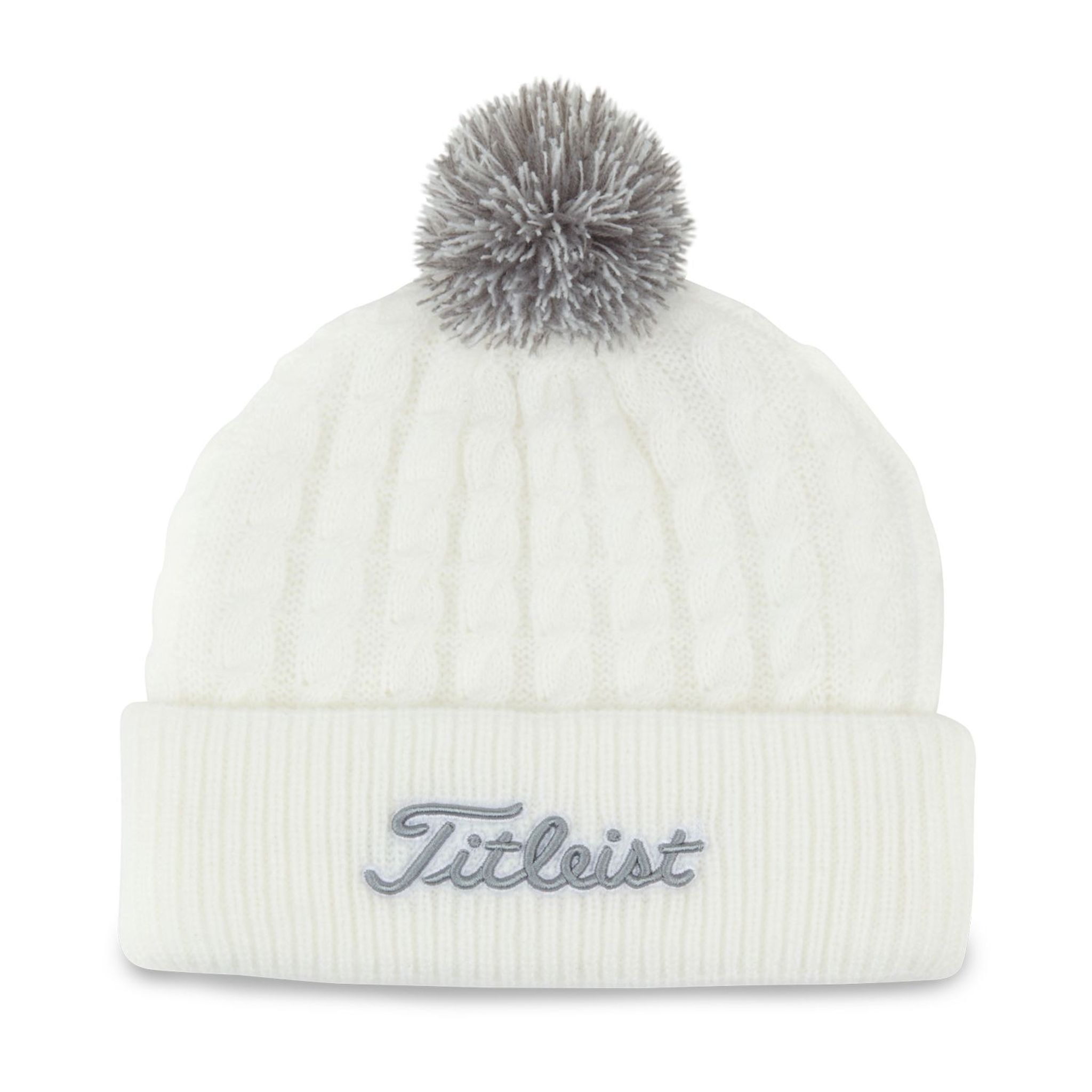 Berretto con pompon in maglia Titleist bianco/grigio