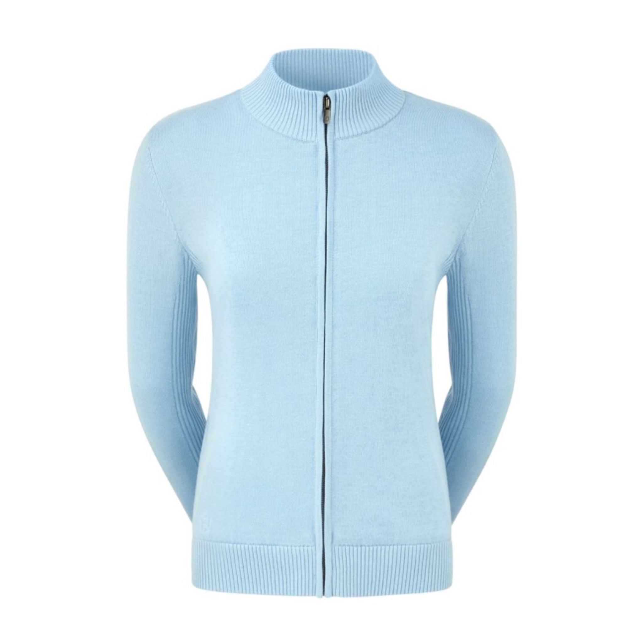 Footjoy W Pullover in misto lana foderato con cerniera completa, blu cielo, da donna