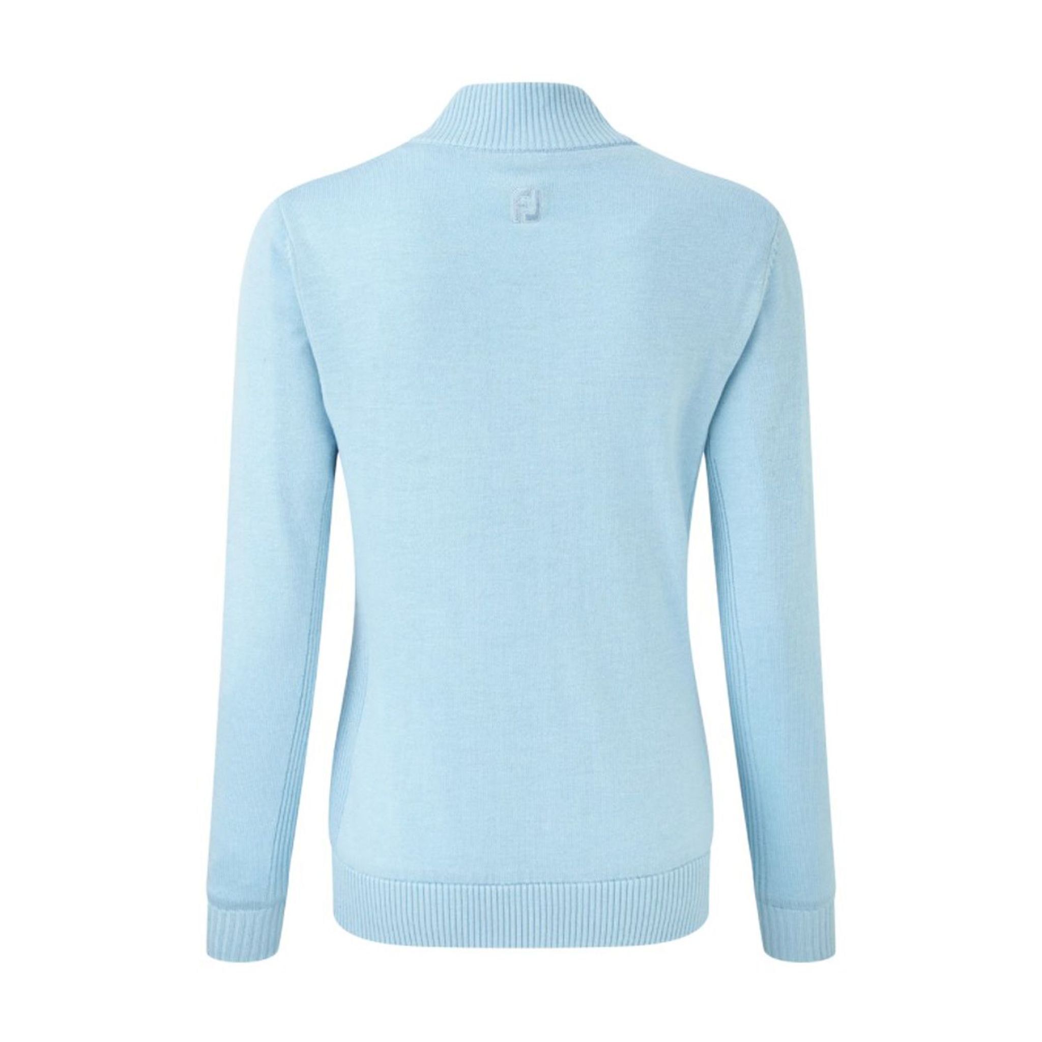 Footjoy W Pullover in misto lana foderato con cerniera completa, blu cielo, da donna