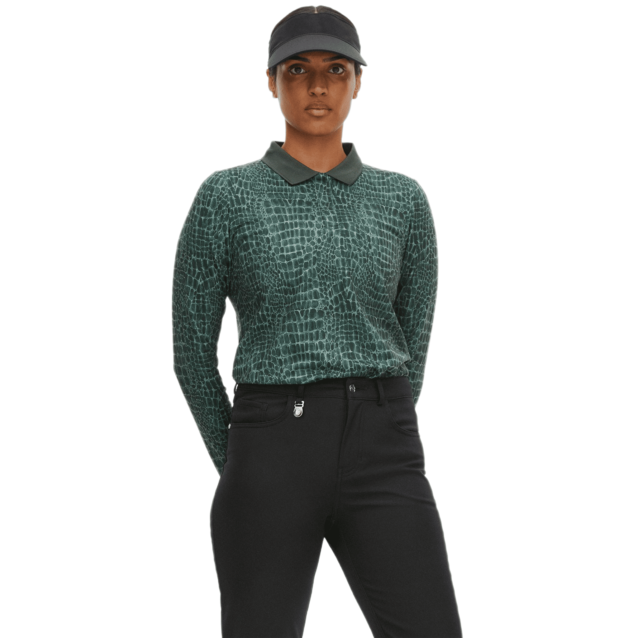 Röhnisch Sia Golf Polo Manica Lunga Verde Crocco Donna