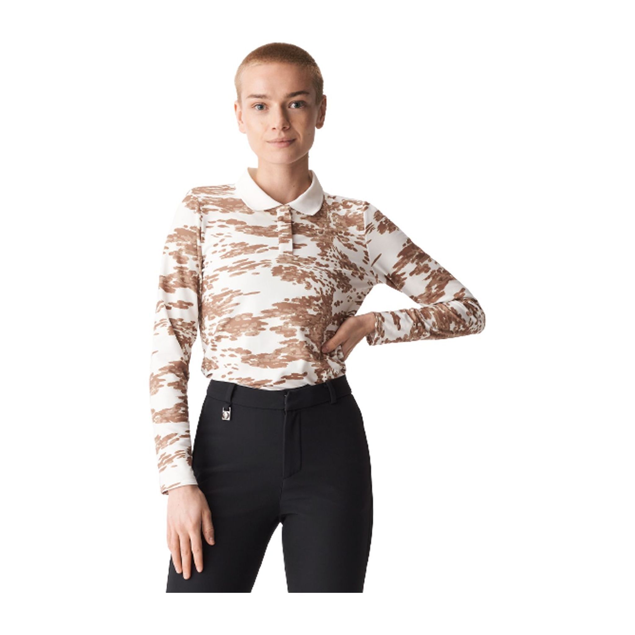 Röhnisch W Polo Sia manica lunga Beige/Camo Donna