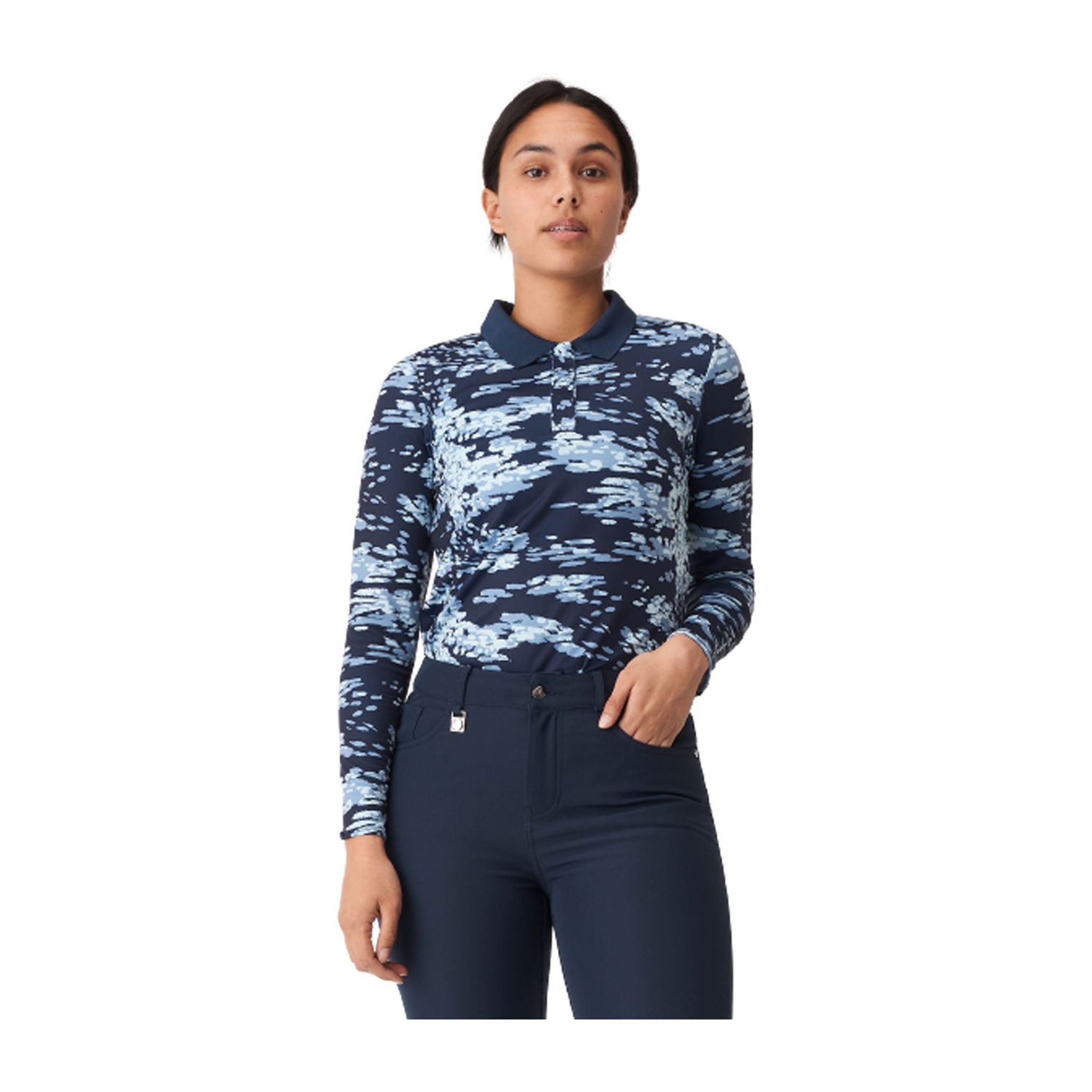 Röhnisch W Polo Sia manica lunga blu navy/mimetica donna