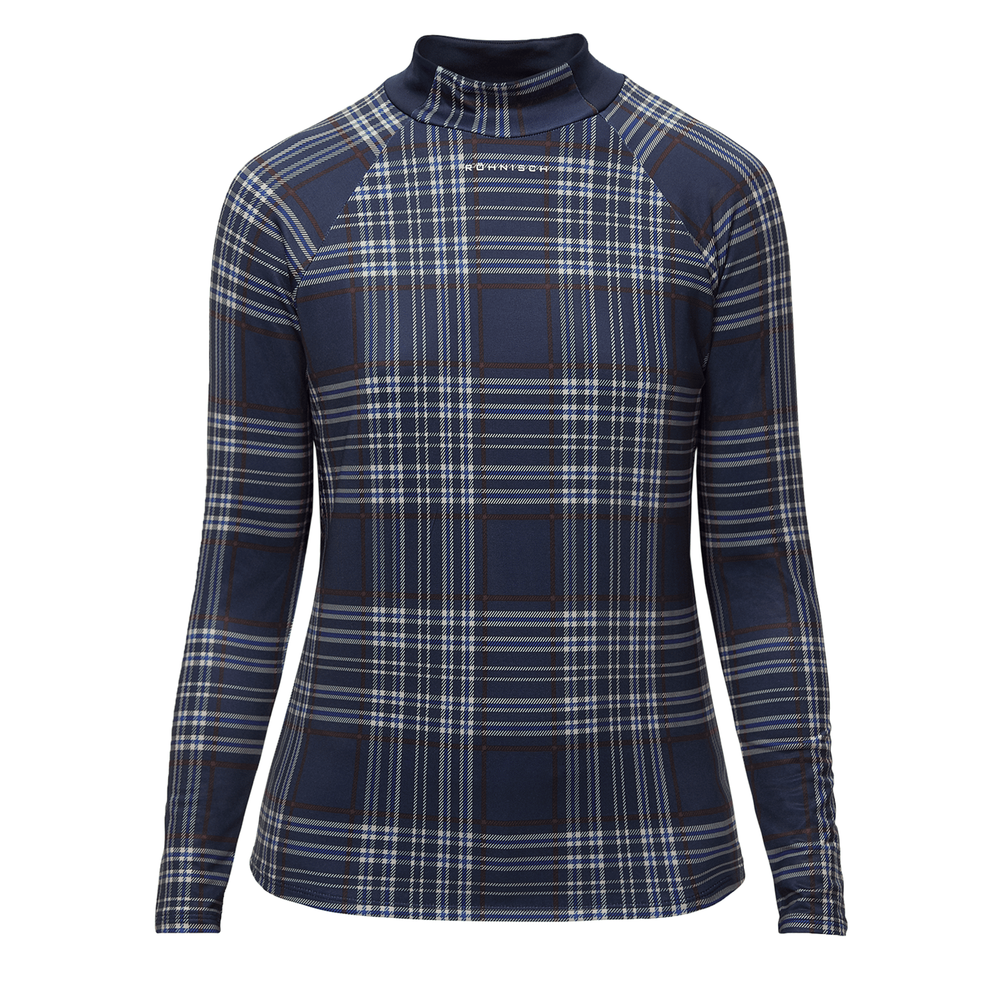 Röhnisch Elle Golf Polo Manica Lunga Blu Navy Check Donna