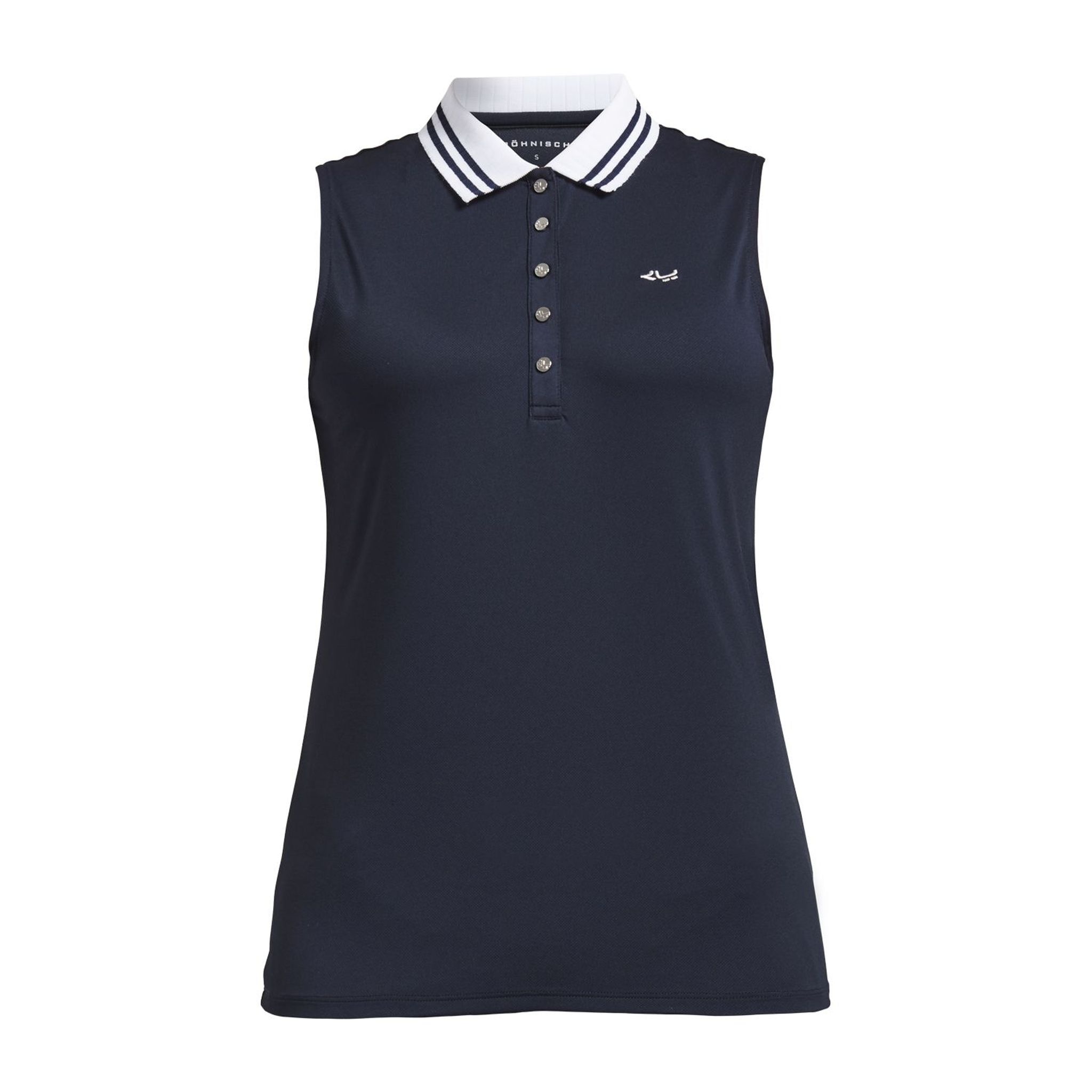 Röhnisch Polo a righe senza maniche blu navy da donna