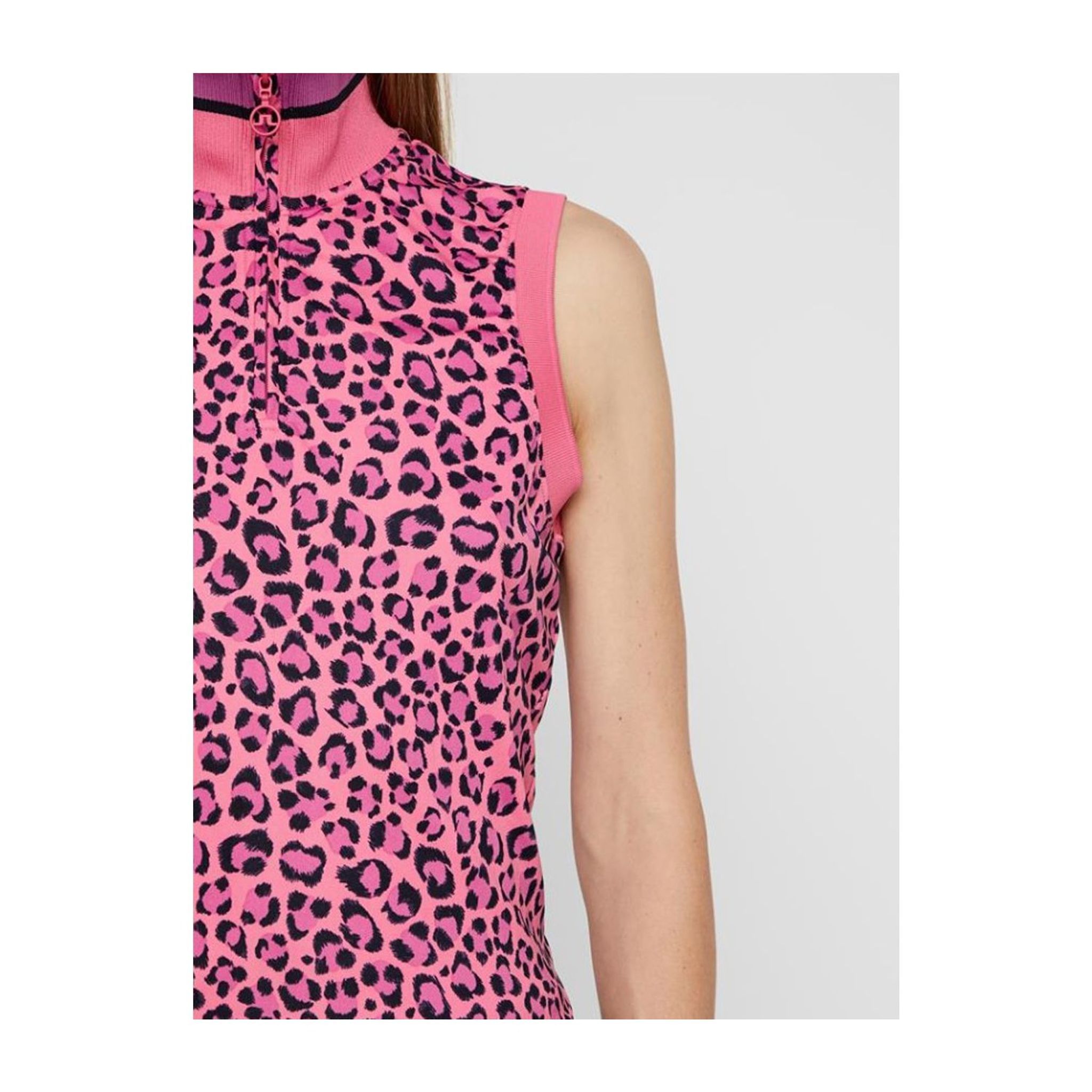 J. Lindeberg W Audrey-TX Jersey SL Polo Rosa Leopardo Donna