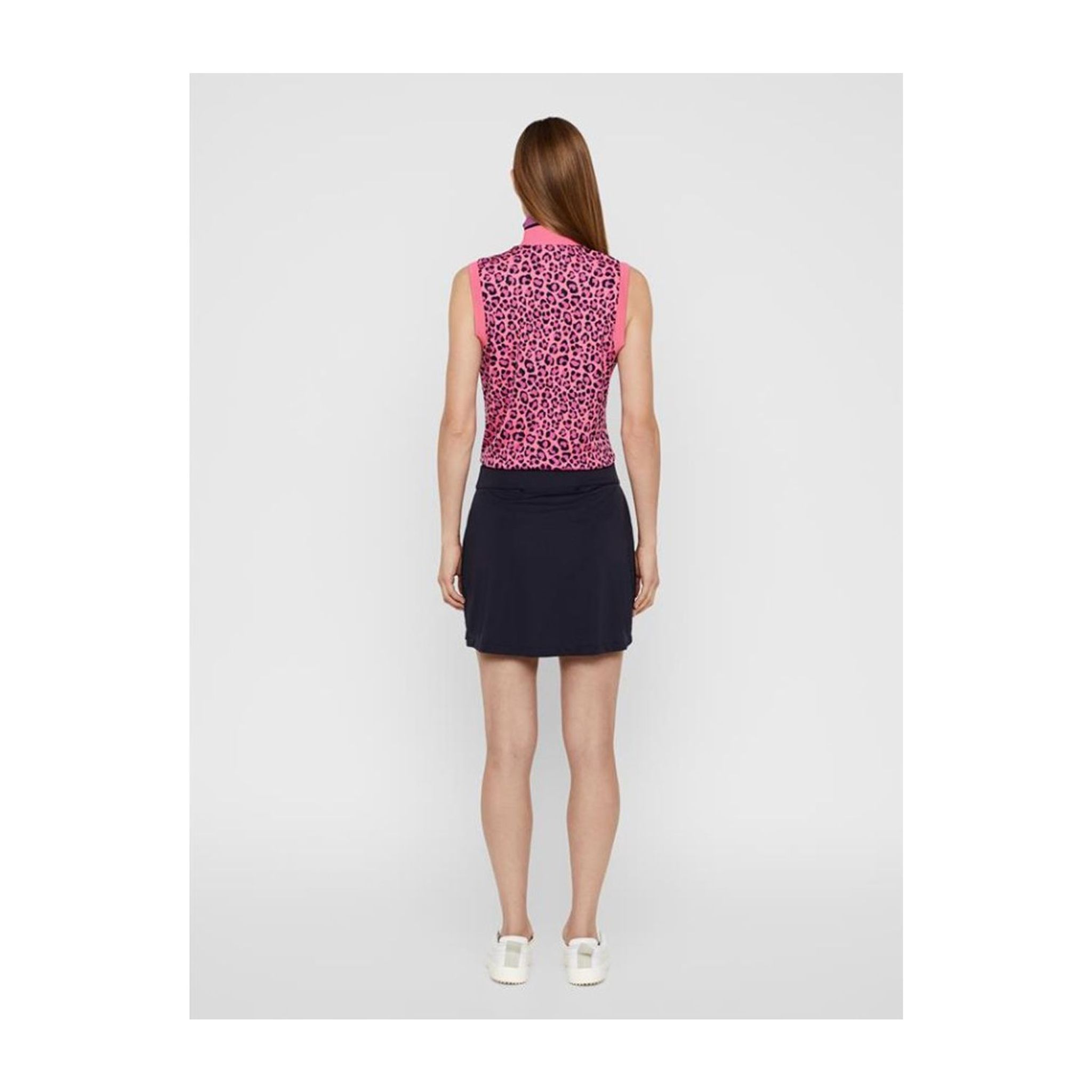 J. Lindeberg W Audrey-TX Jersey SL Polo Pink Leopard Damen