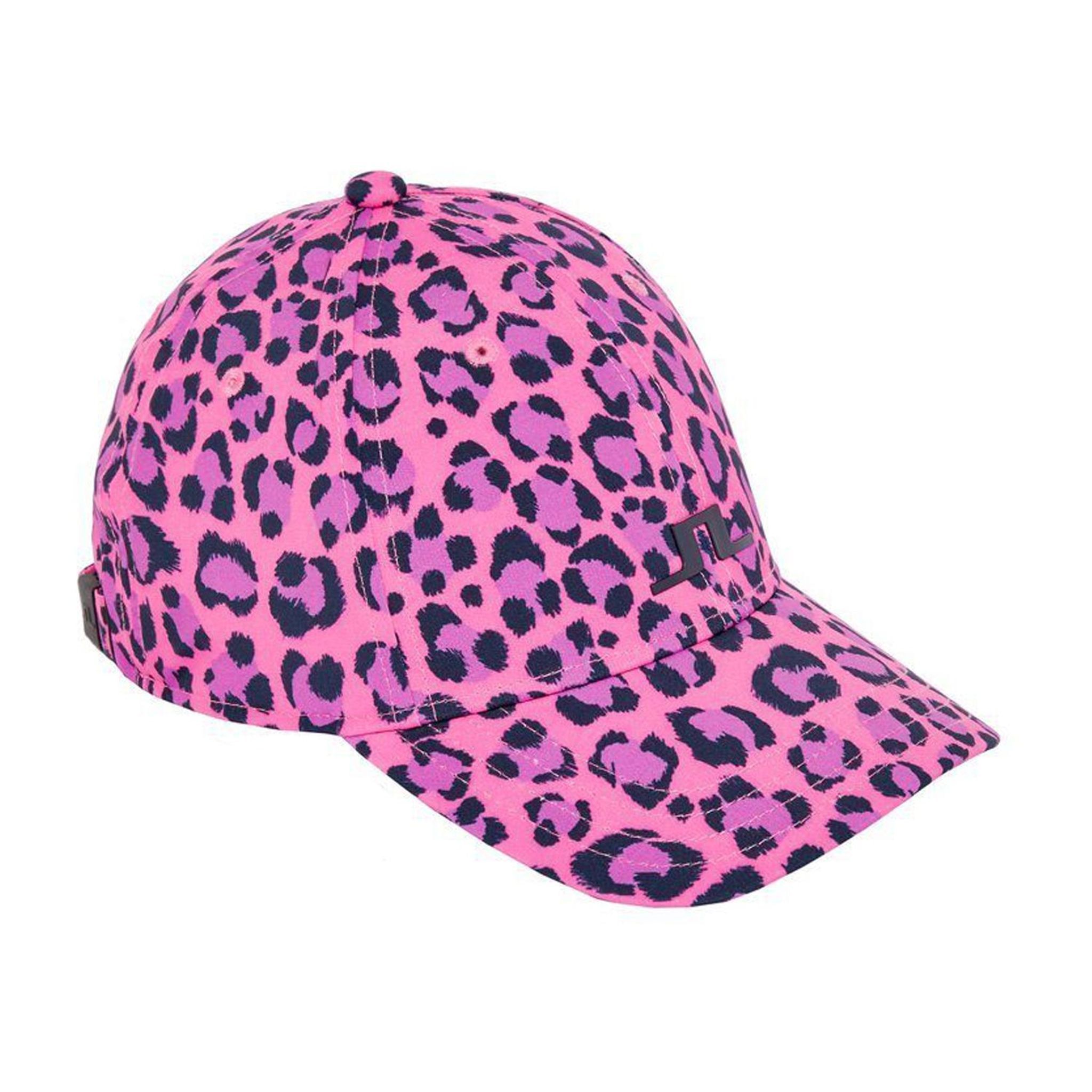 J. Lindeberg W Angie Cap-Tech Stretch Cap Rosa Leopardo Donna