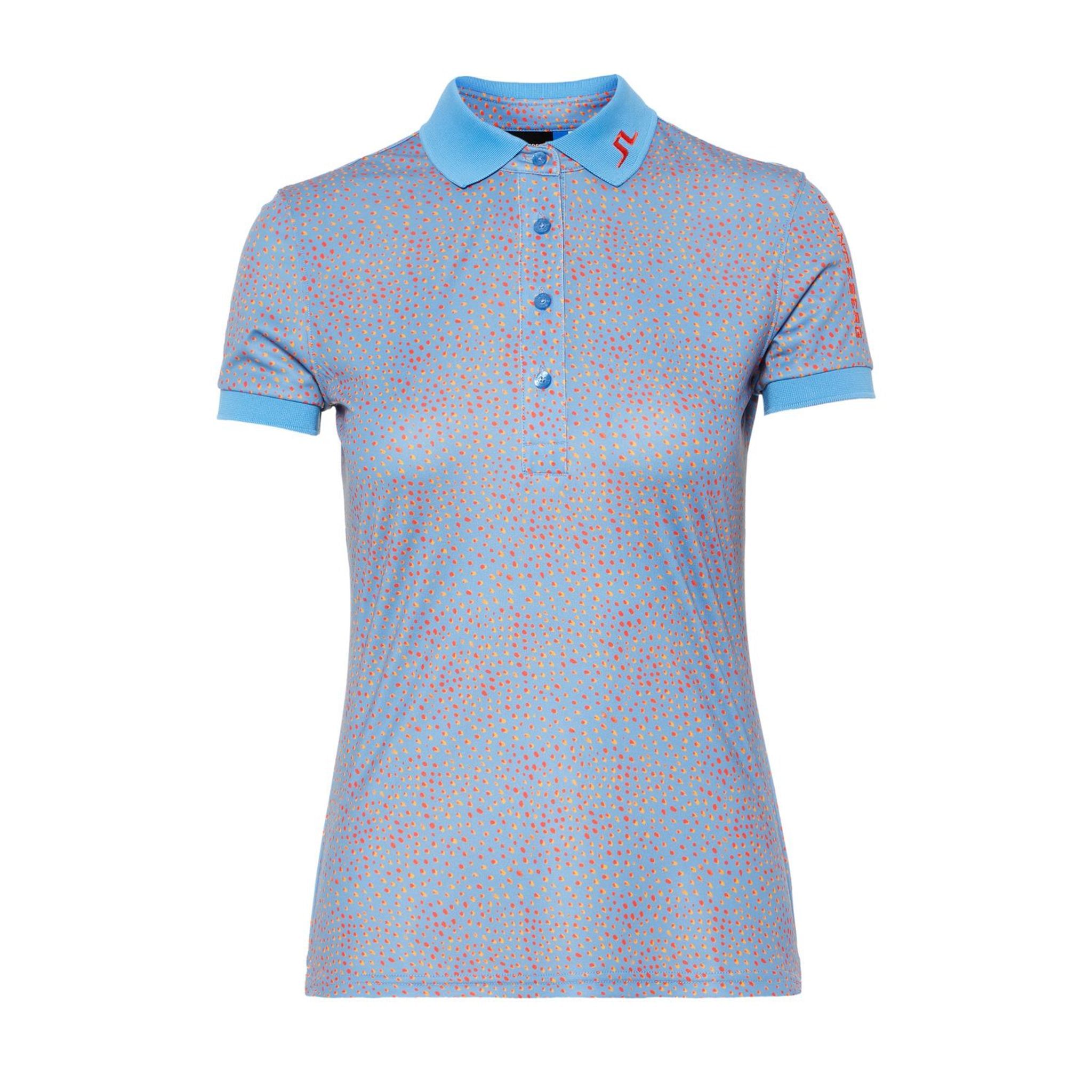 J. Lindeberg W Tour Tech Print-TX Jersey Polo Lake Blue Dot Donna