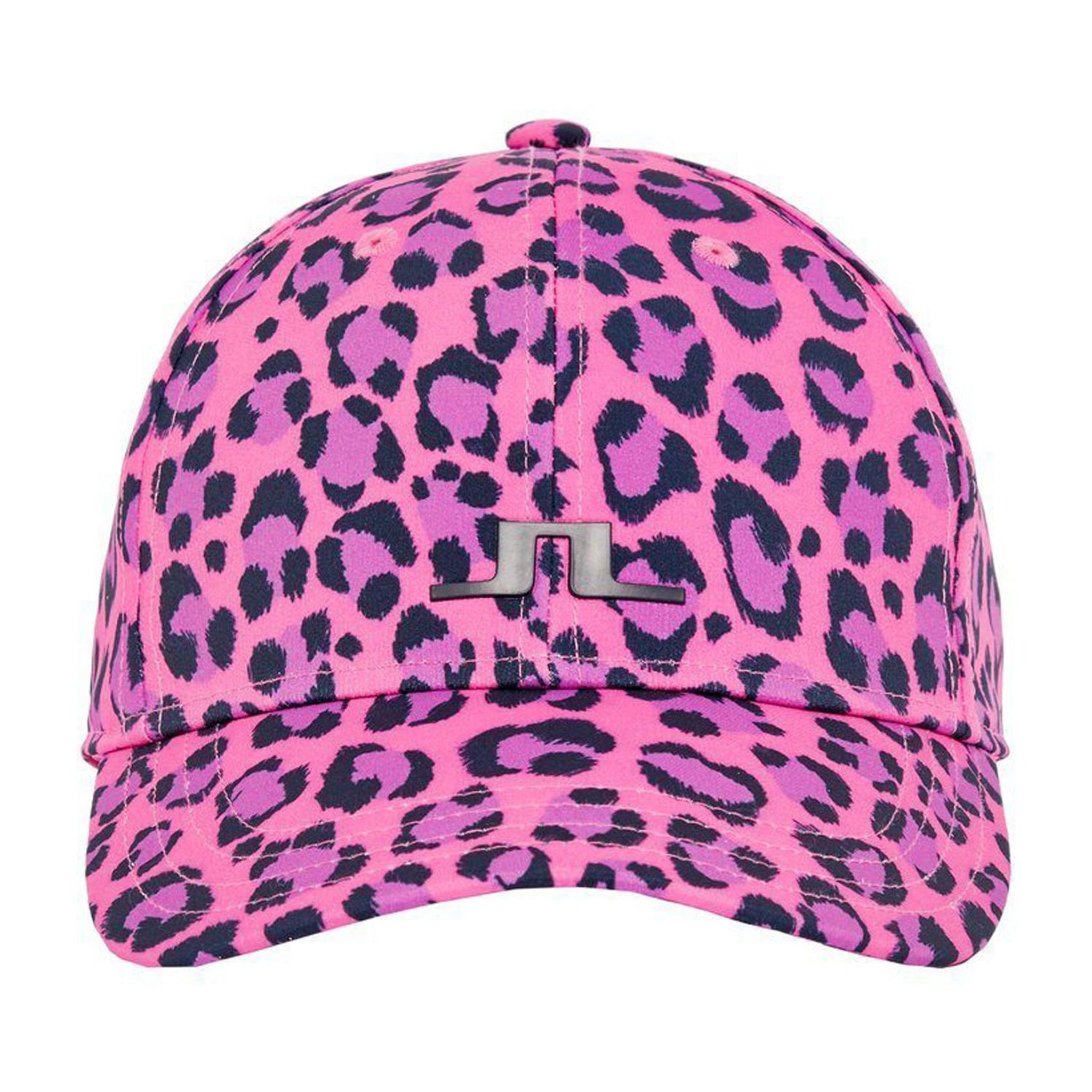 J. Lindeberg W Angie Cap-Tech Stretch Cap Rosa Leopardo Donna