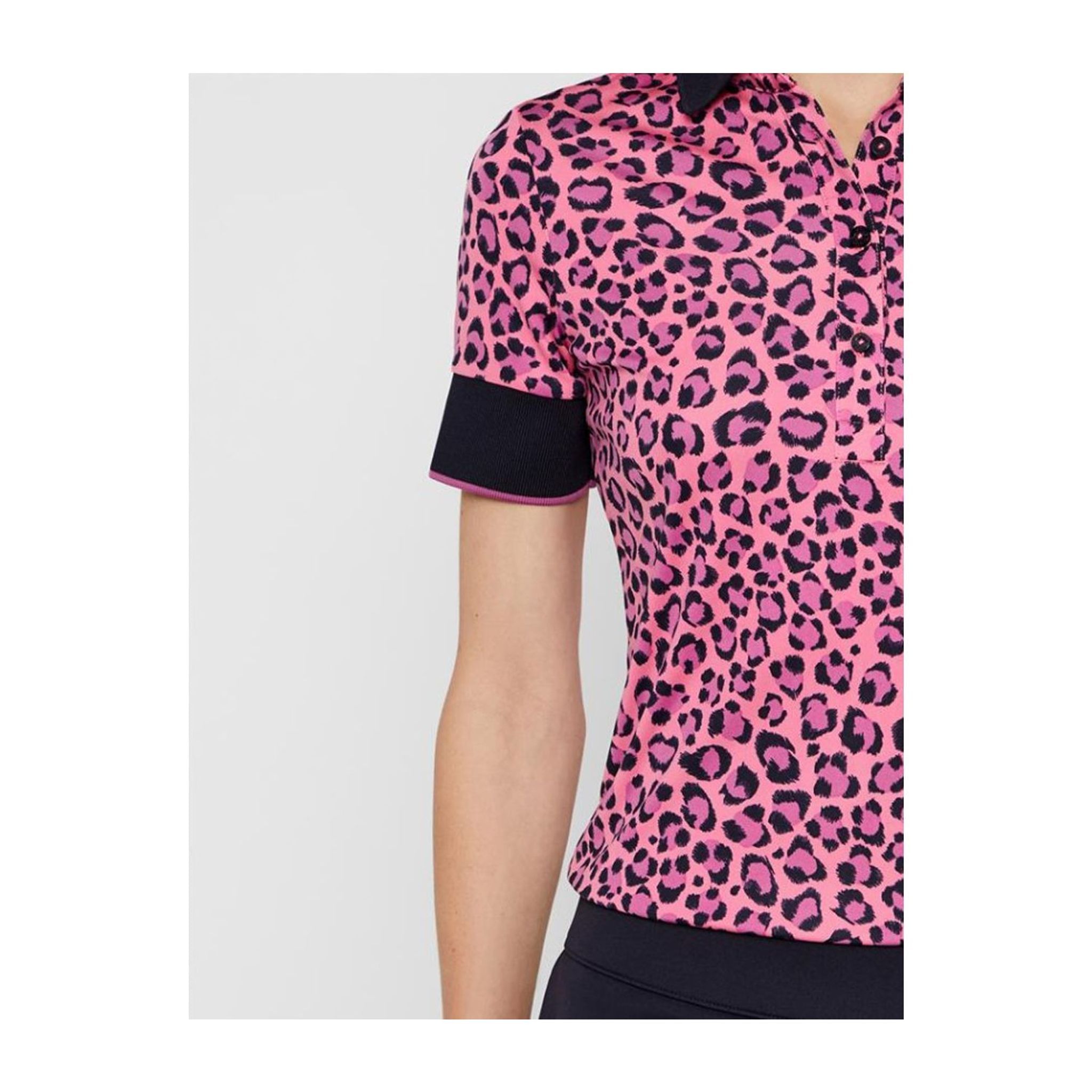 J. Lindeberg W Lexie-TX Coolmax Polo Rosa Leopardo Donna