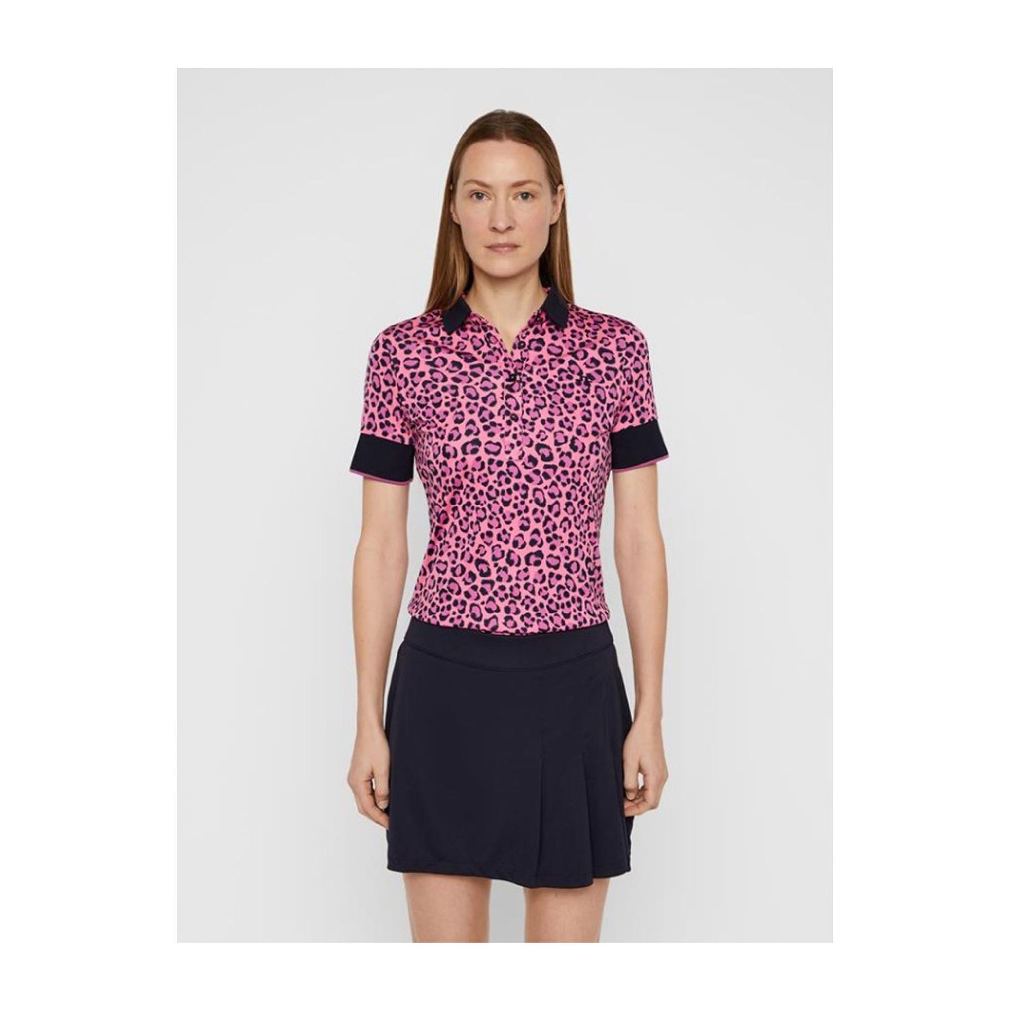 J. Lindeberg W Lexie-TX Coolmax Polo Rosa Leopardo Donna