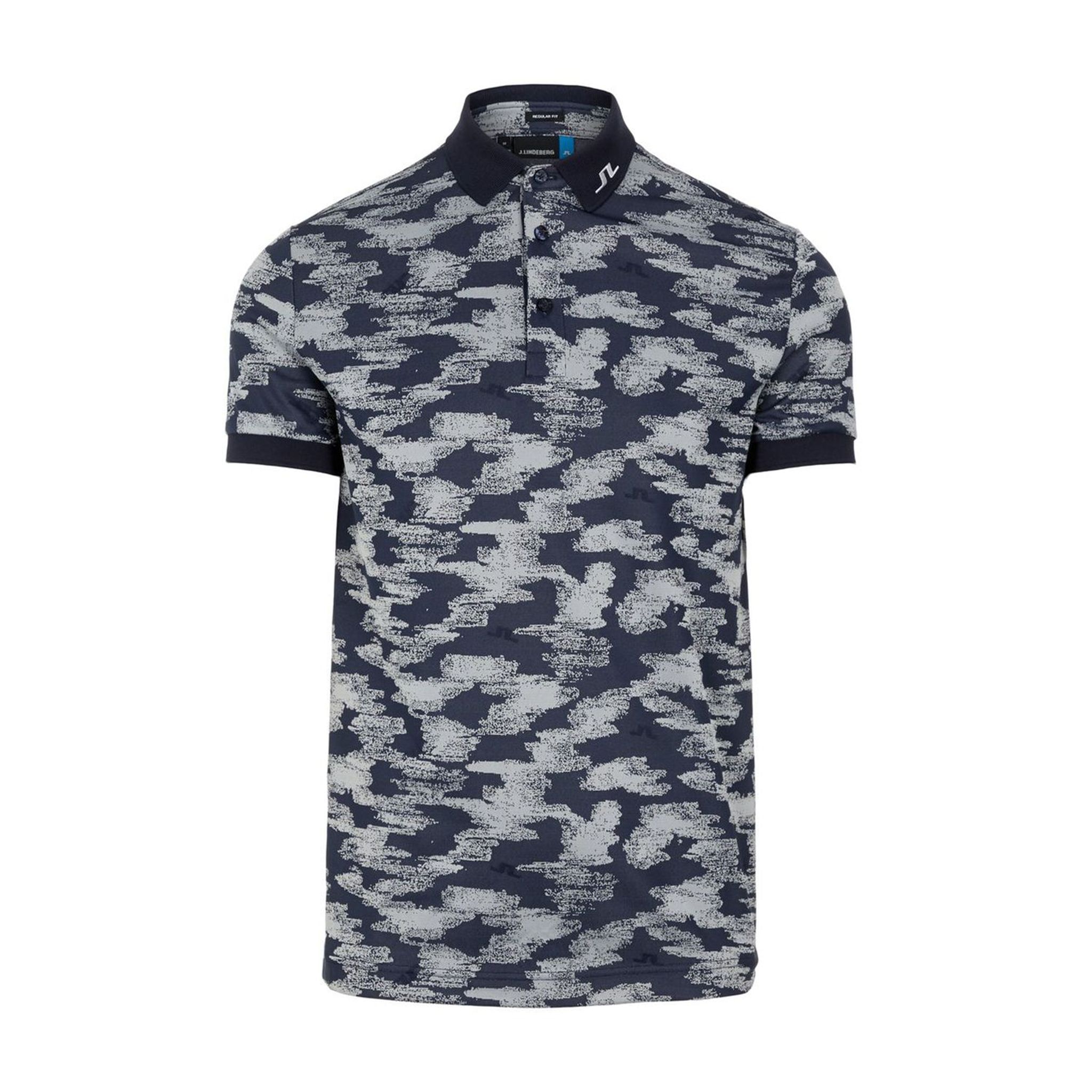 J. Lindeberg M KV Jacquard Reg Fit-TX Jaqua Polo Camou Grigio Uomo