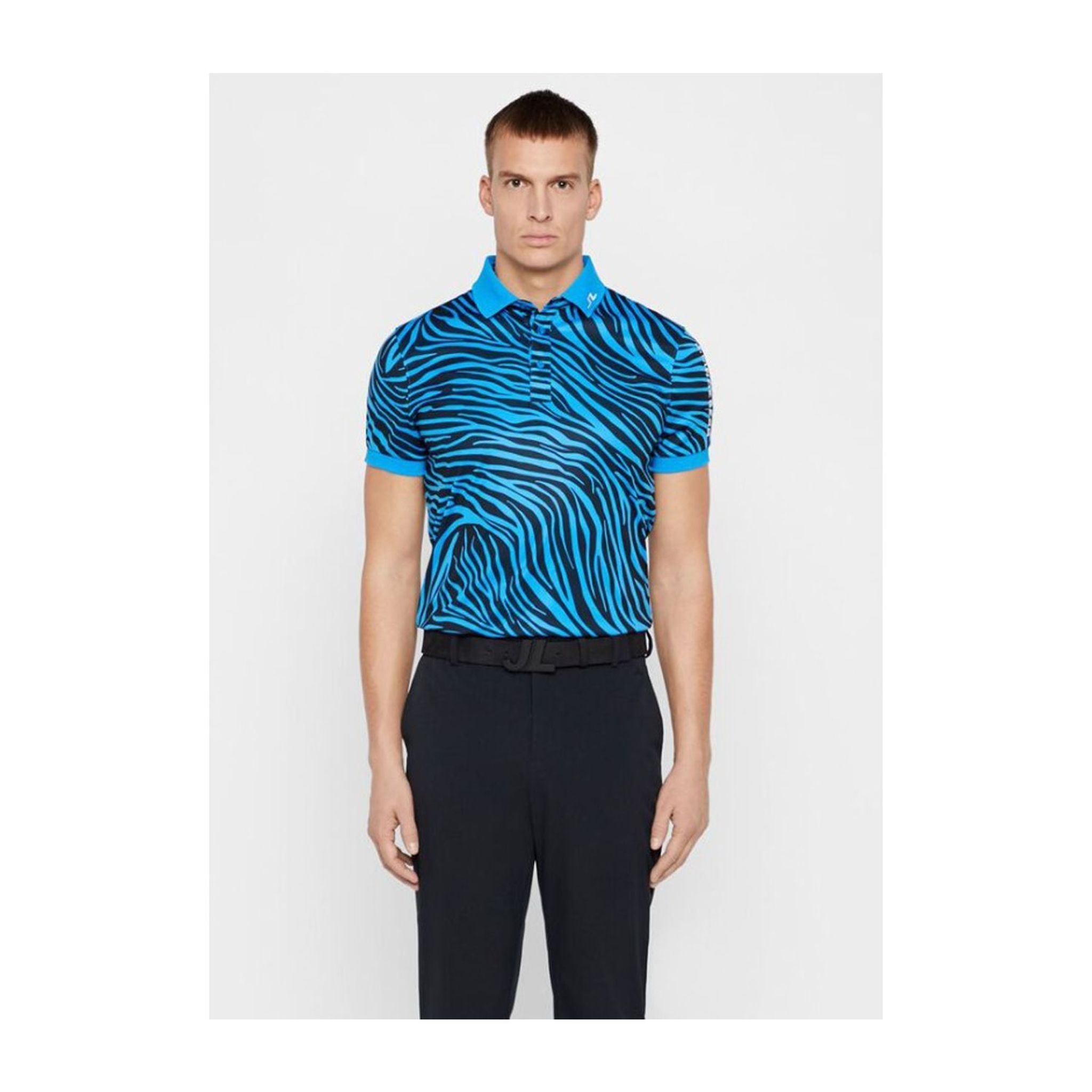 J. Lindeberg M Tour Tech Print Slim Fit-TX Polo Zebra Blu Uomo