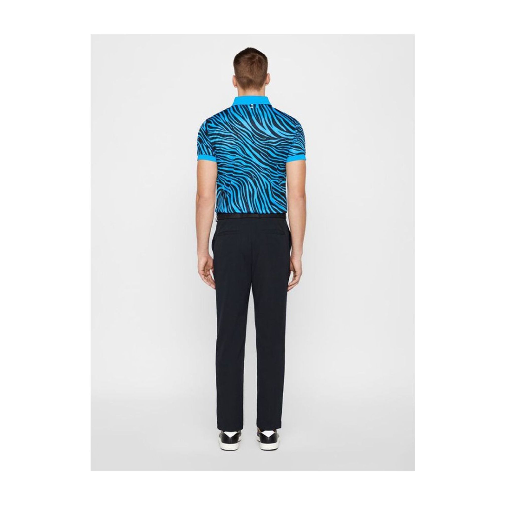 J. Lindeberg M Tour Tech Print Slim Fit-TX Polo Zebra Blu Uomo