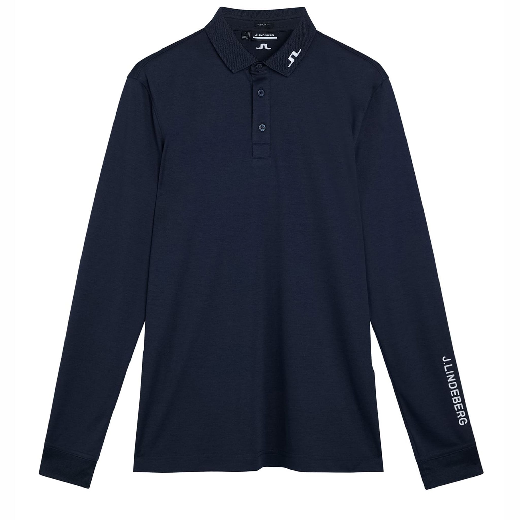 Polo da golf J. Lindeberg Tour Tech a maniche lunghe blu navy melange da uomo