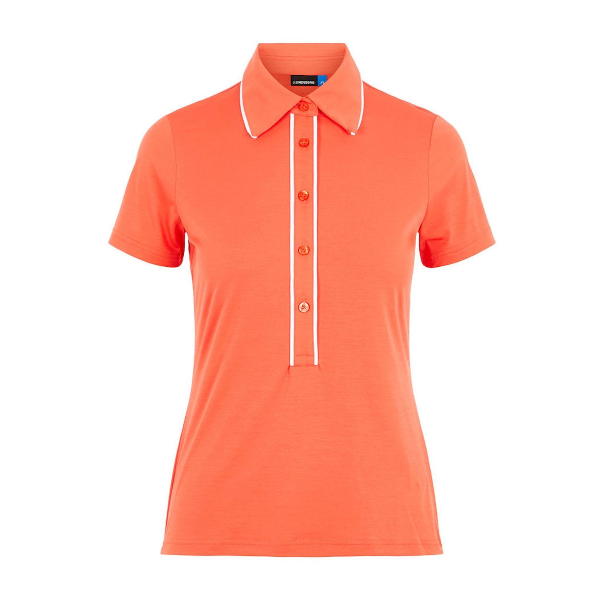 J. Lindeberg W Flor-Ultra Light Jersey Polo Rosso Pomodoro Donna