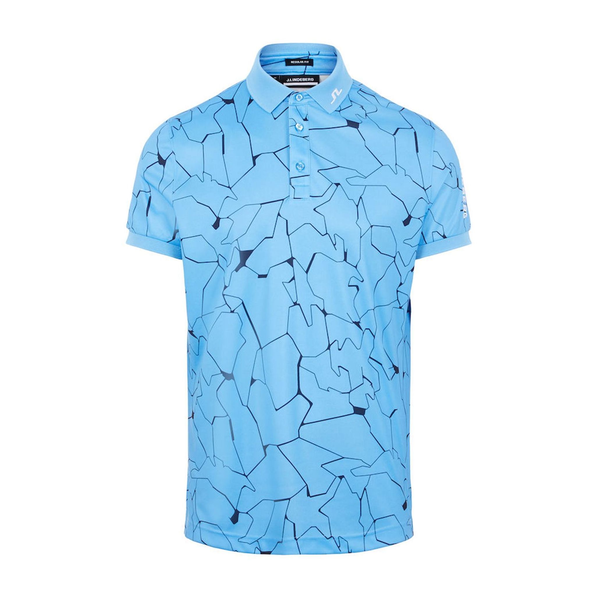 J. Lindeberg M Tour Tech Reg Fit Print SS Polo Slit Blu Oceano Uomo