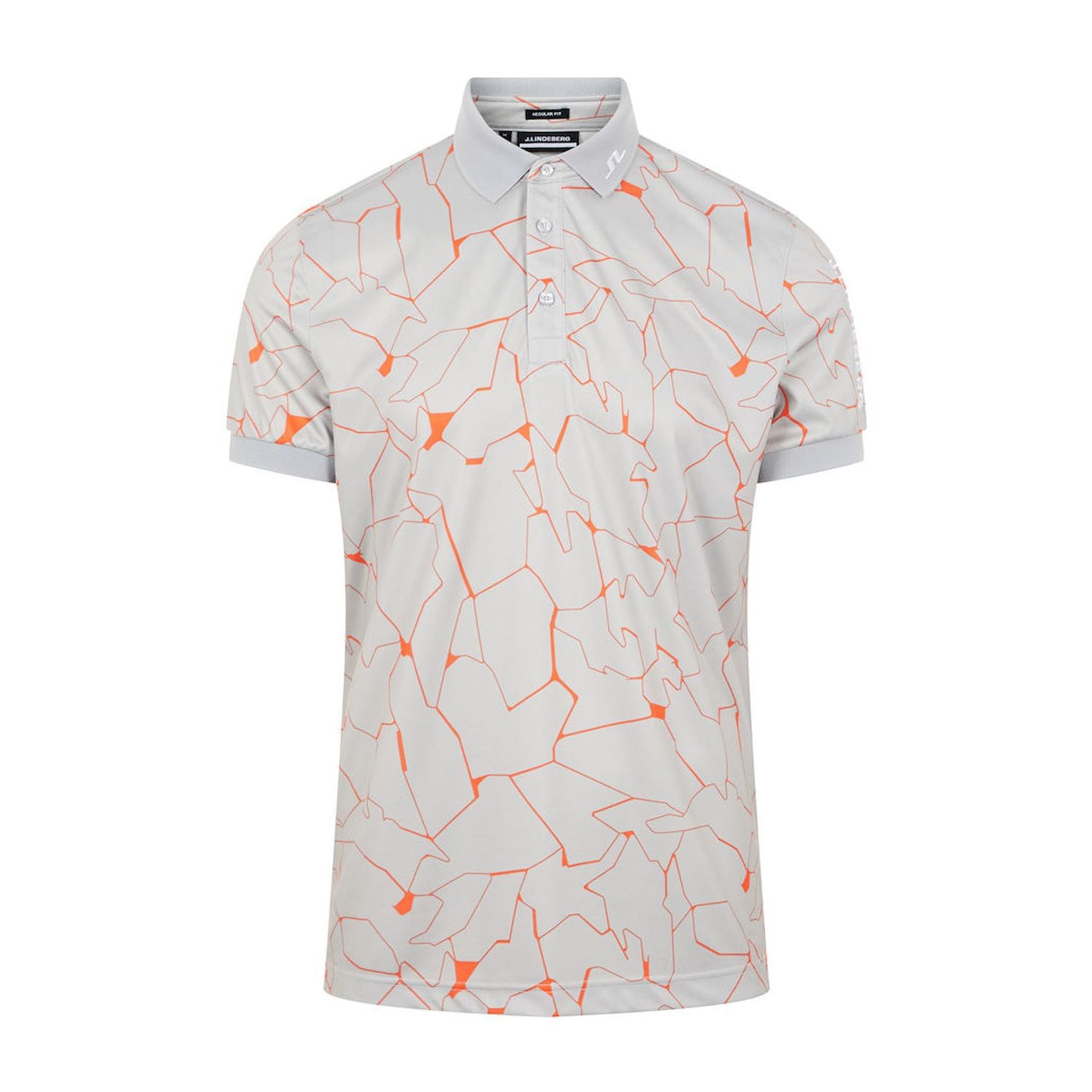 J. Lindeberg M Tour Tech Reg Fit Print SS Polo Slit Grigio Uomo