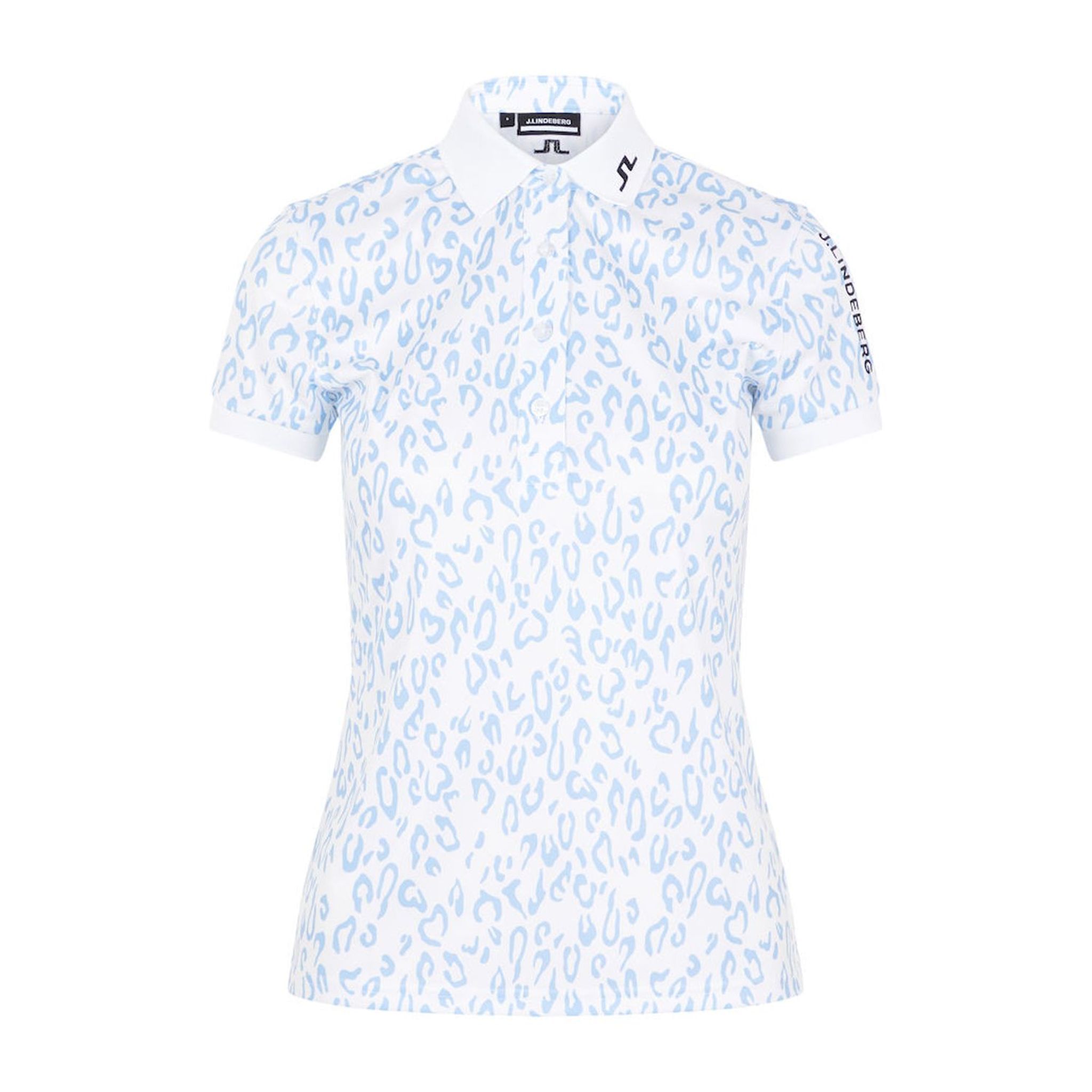 J. Lindeberg W Tour Tech Print SS Polo Animal Blu Bianco Donna