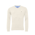 Fynch Hatton V-Neck Superfine Golf Pullover Uomo Bianco sporco Uomo