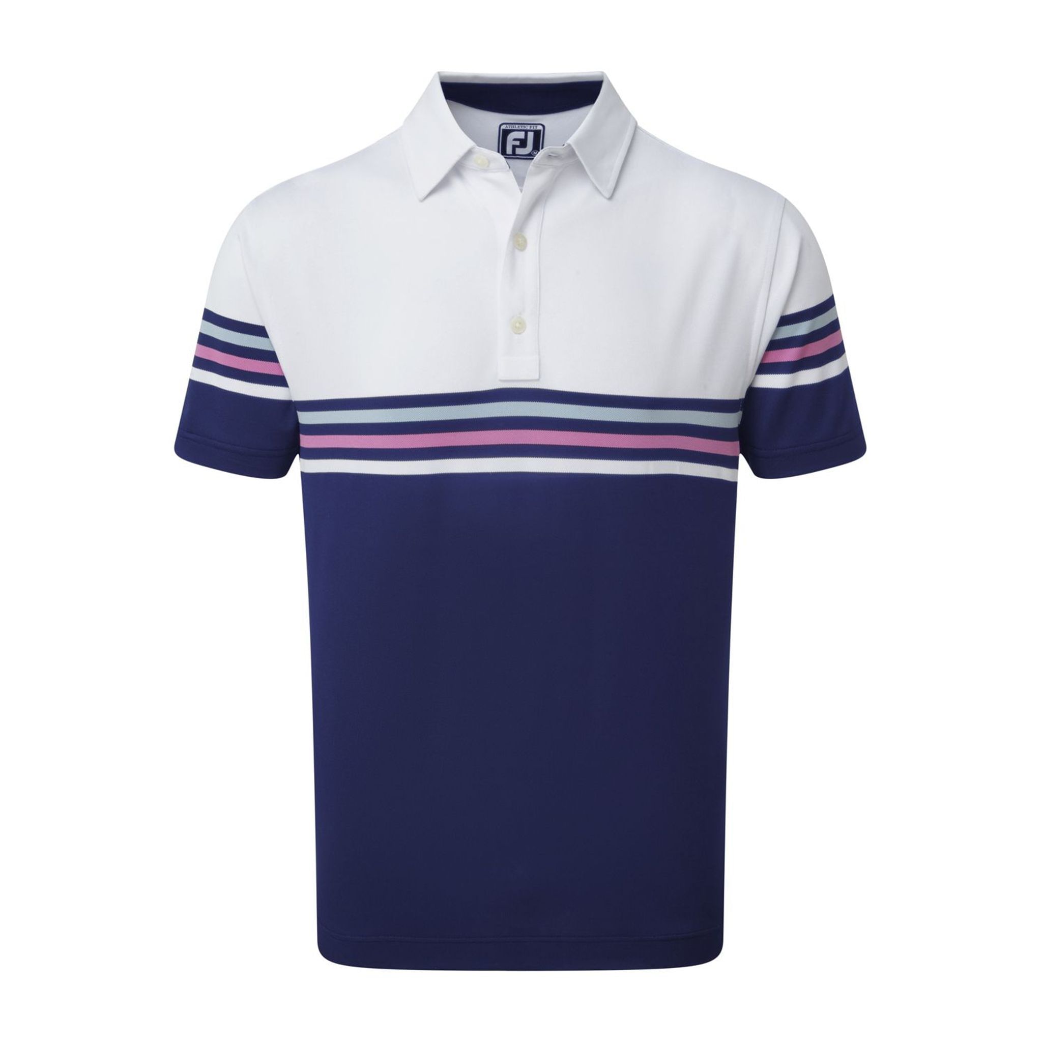 Footjoy M Stretch Pique Colour Block SS Polo Bianco/Blu Navy Uomo