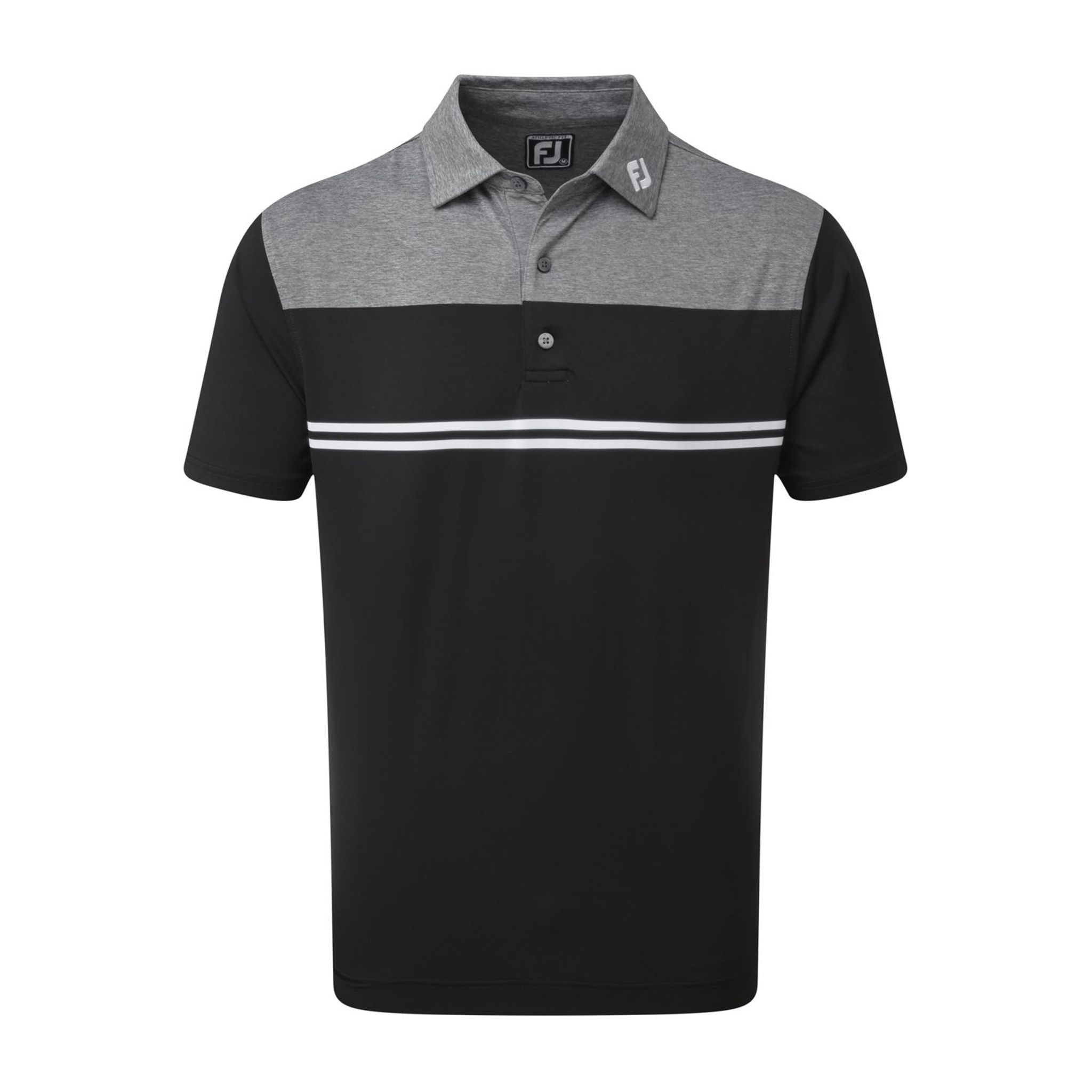 Footjoy M Lisle Heather Colour Block SS Polo Uomo Antracite/Nero