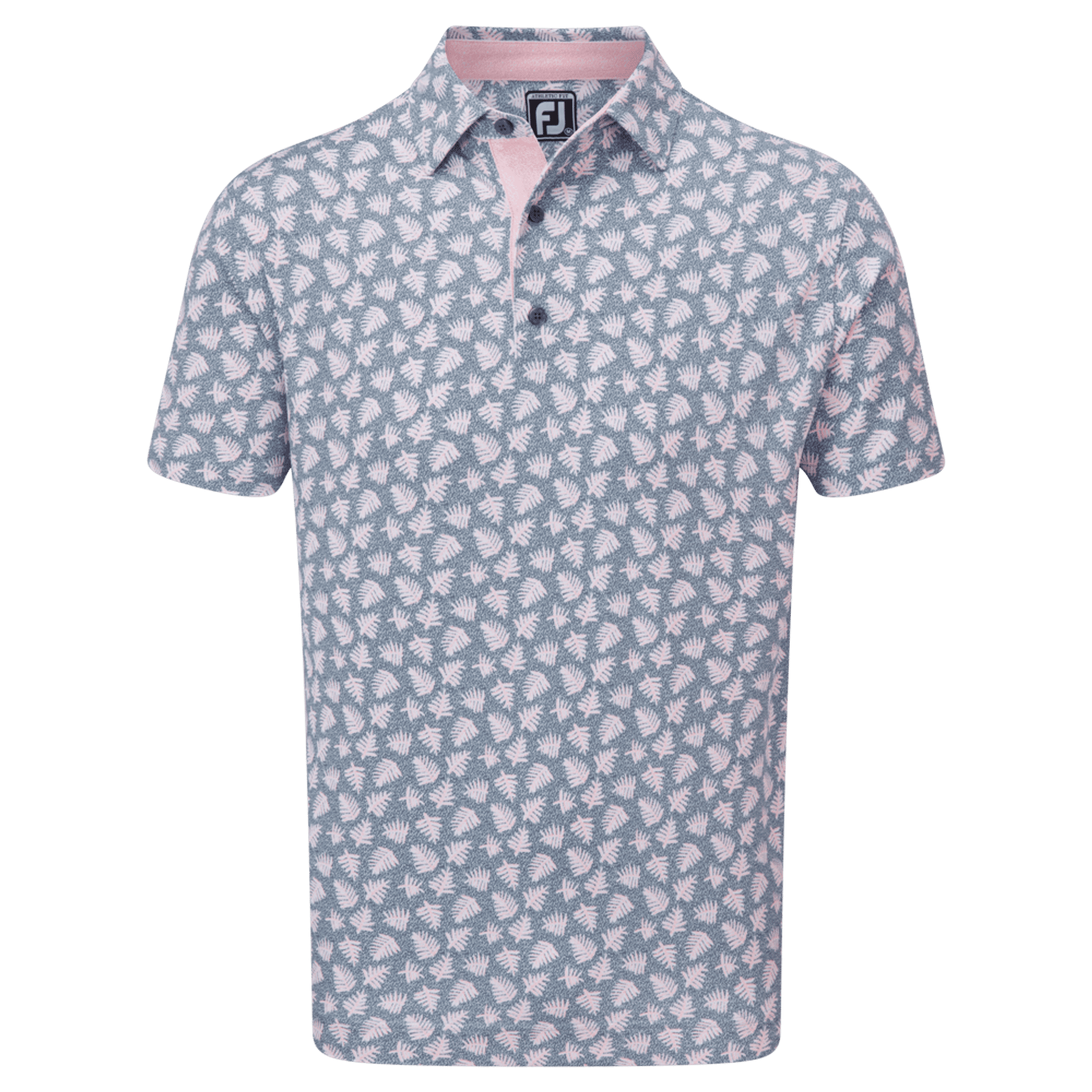 Footjoy M Polo Shadow Palm Print Pique Graphite/Quarzo Rosa Uomo