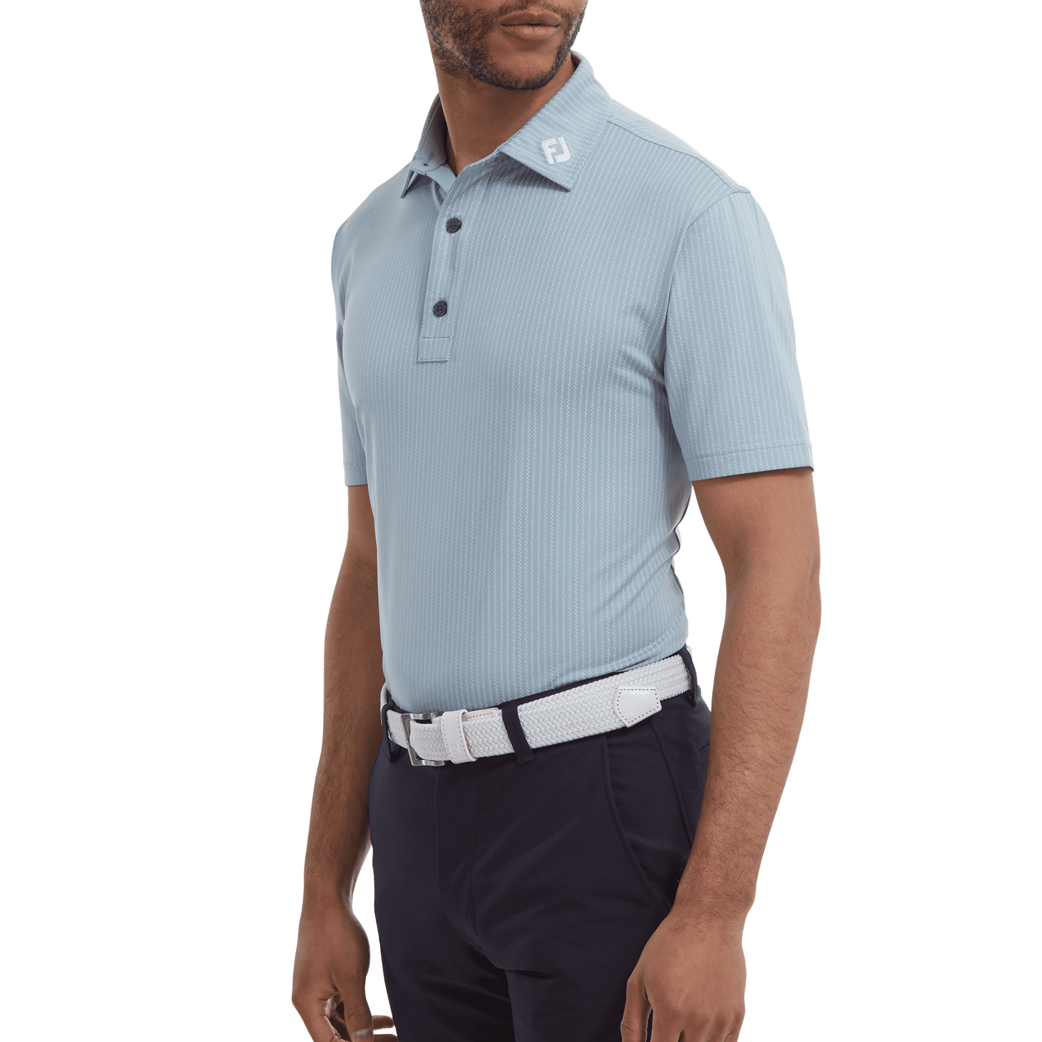 Footjoy Polo Zig-Zag Print Lisle Dove Uomo