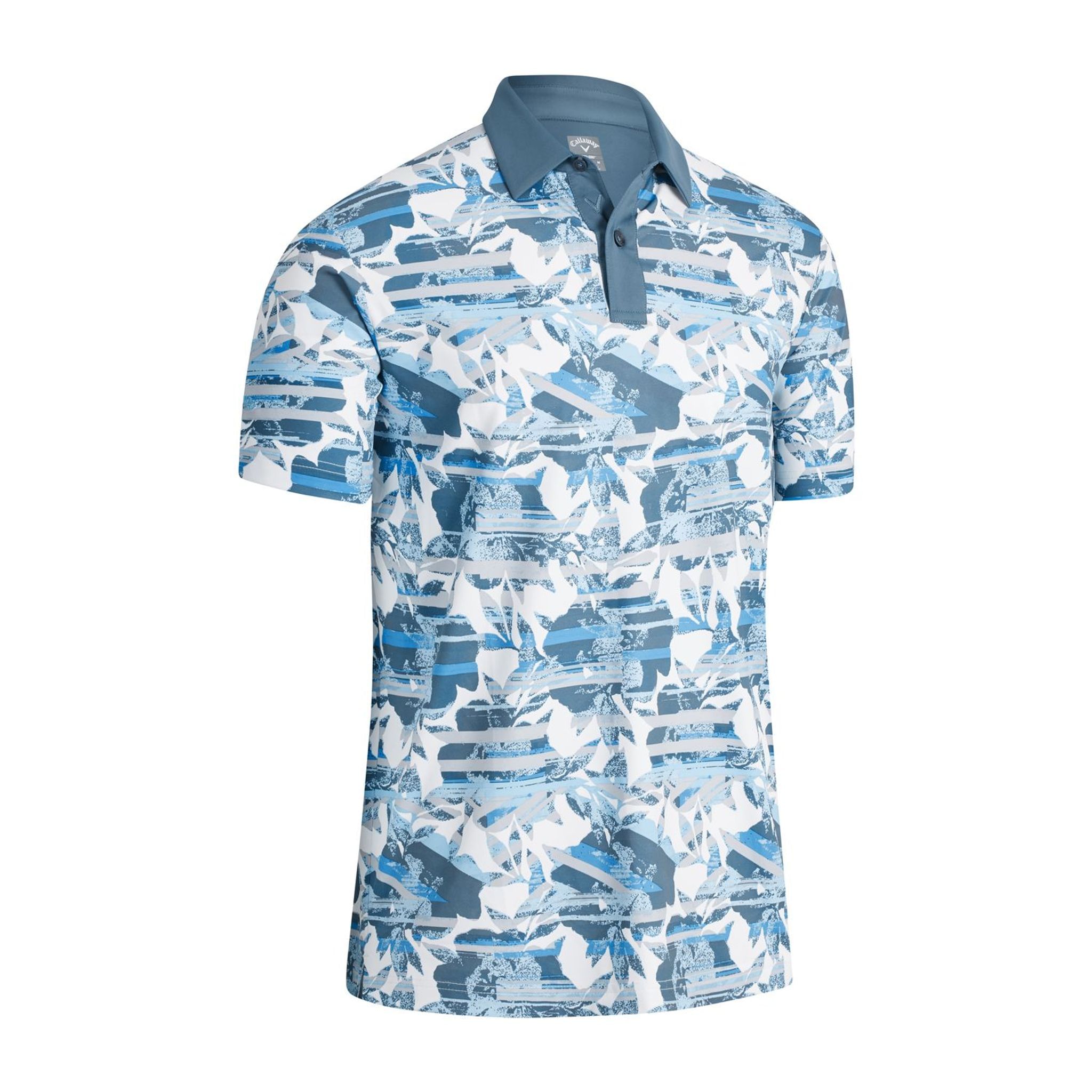 Callaway M Structured Printed Floral SS Polo Uomo Bianco Brillante