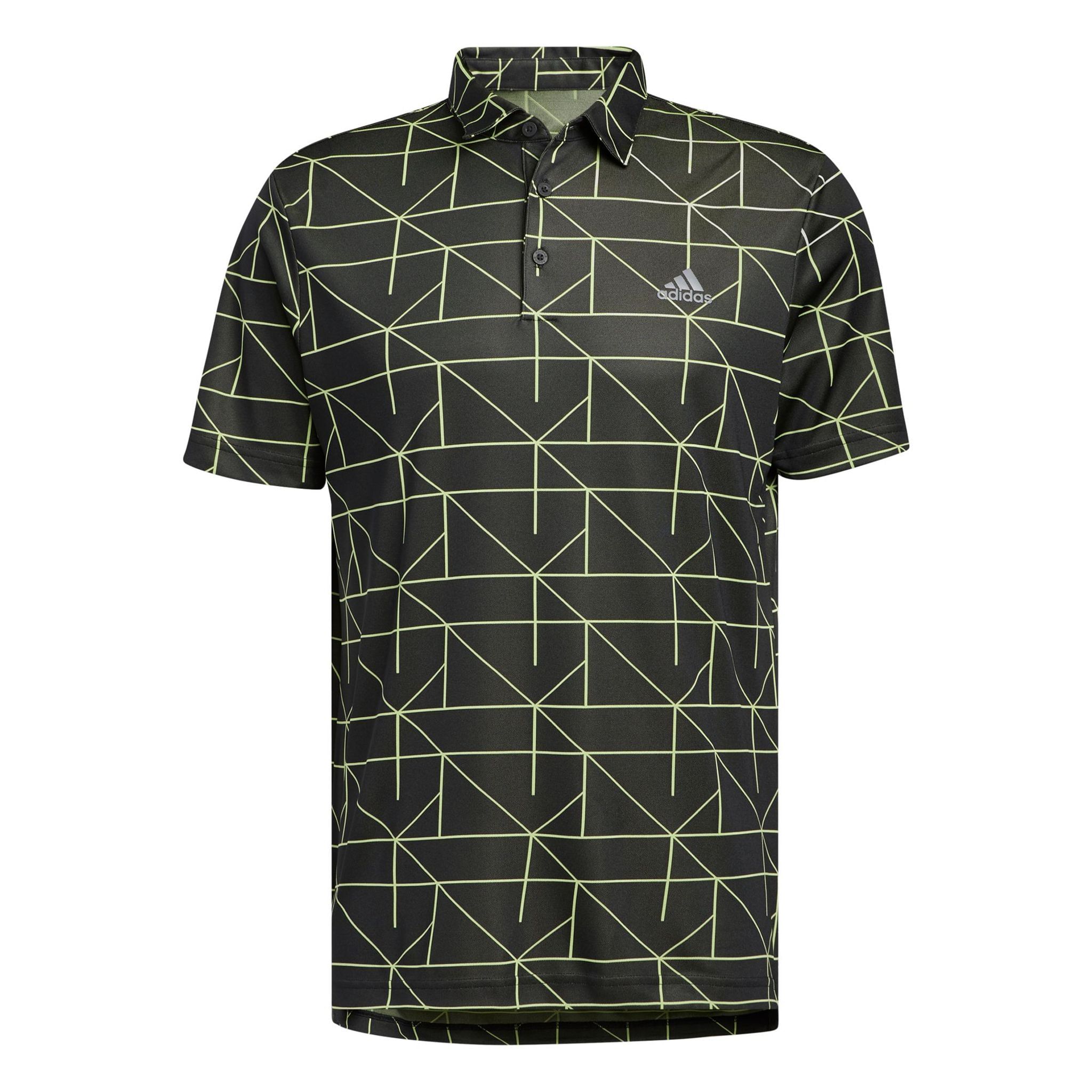 Adidas M Polo Jaquard Lines Nero/Lime Pulse Uomo