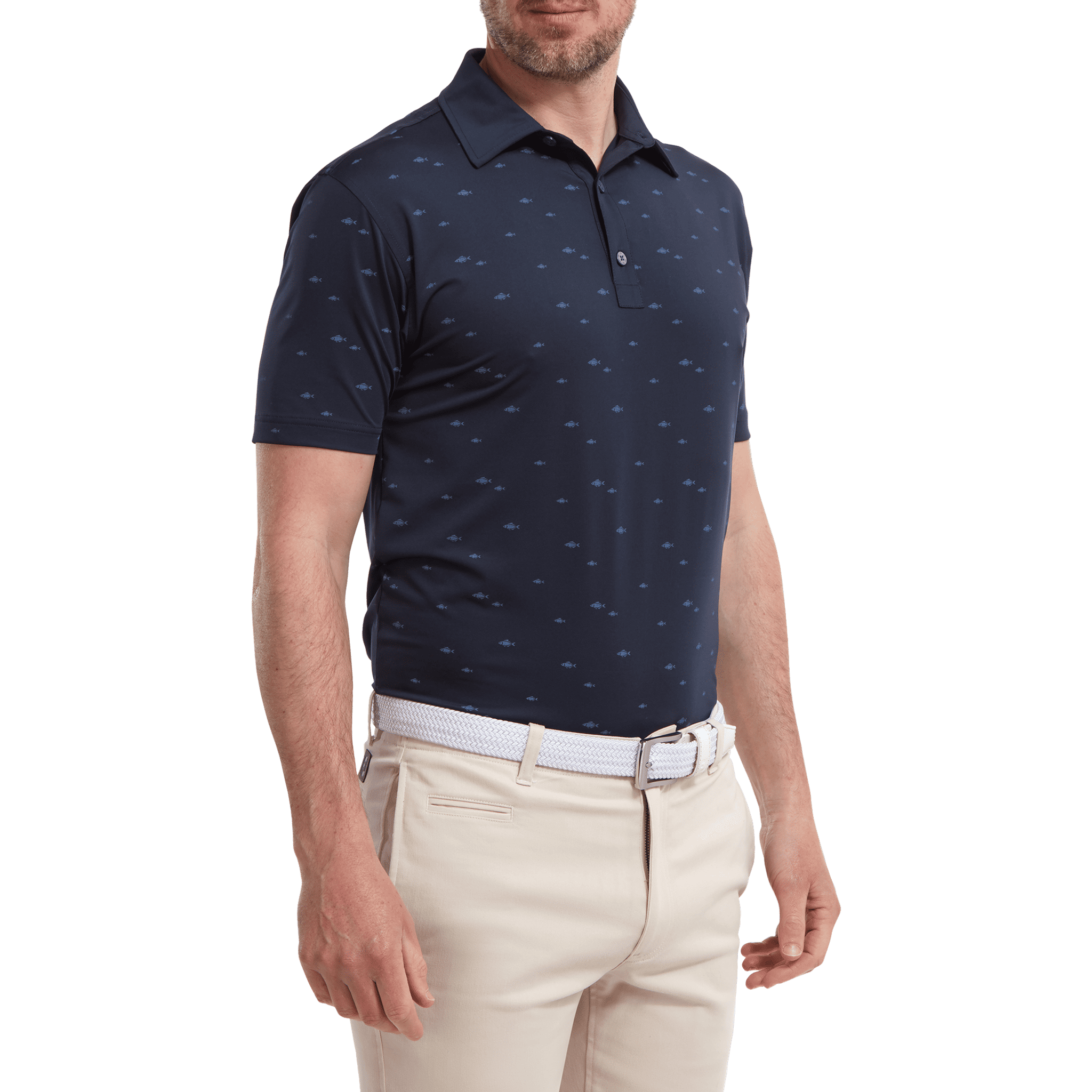 Polo da uomo Footjoy School of Fish Print Lisle