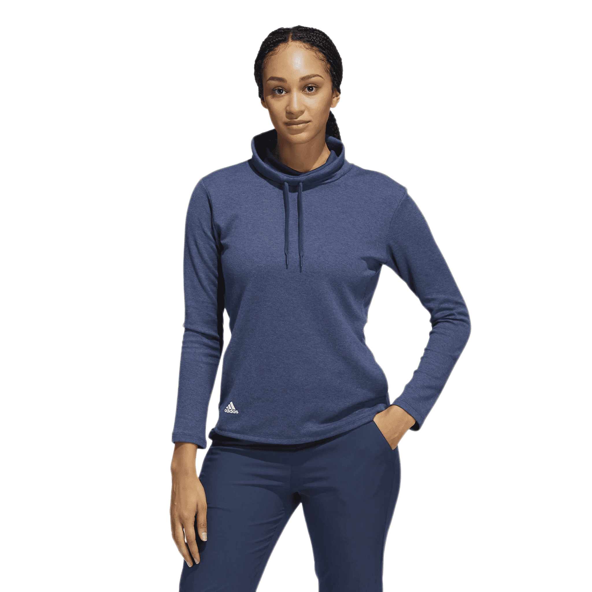 Adidas High Mock Golf Pullover Crew Navy Melange Da Donna Da Donna