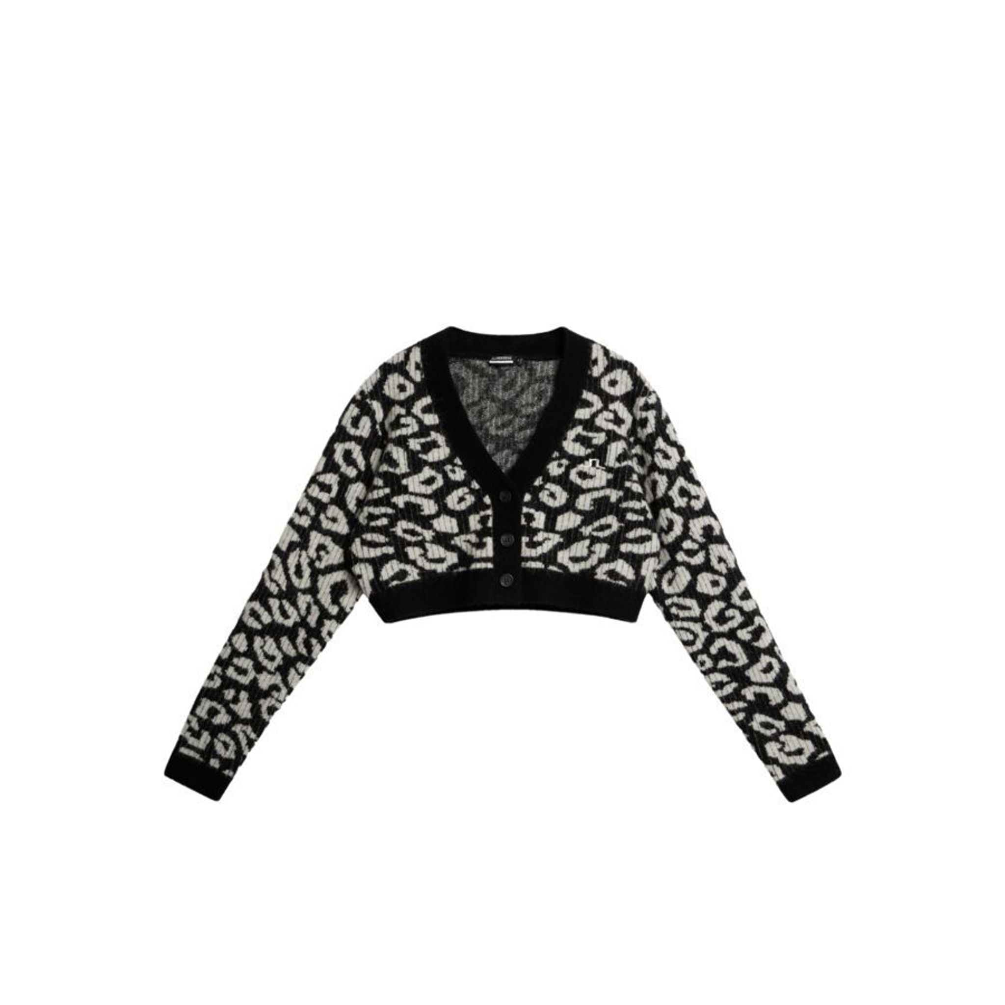 J. Lindeberg W Mallory Cardigan corto con stampa leo Nero/Bianco Donna