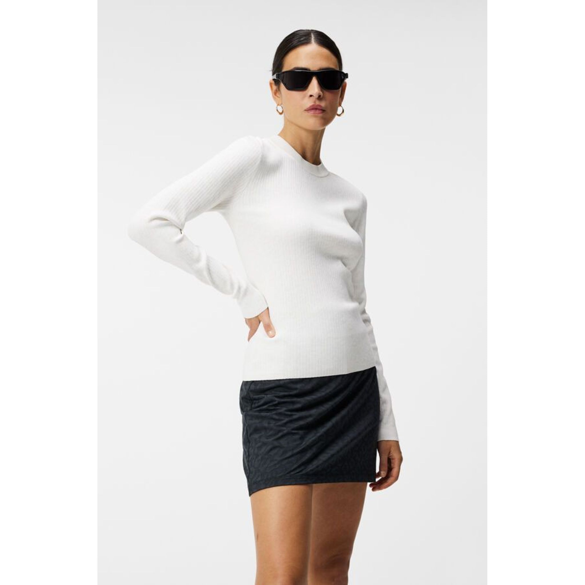 J. Lindeberg W Louise Rib Jacquard Knit Bianco Donna