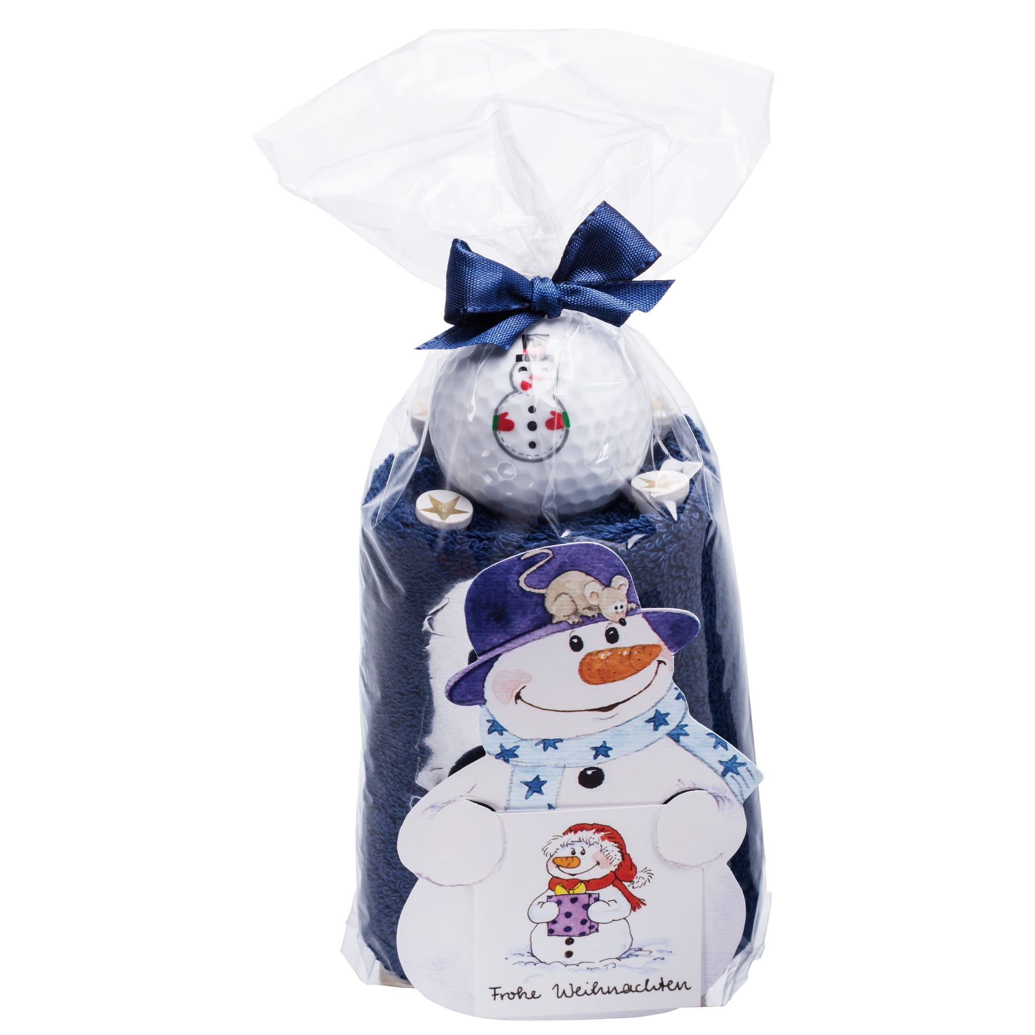 Sportiques Golf Gifts Caddy Asciugamano Rotolo Pupazzo di neve blu (Palline e forcone e marcatore per palline)